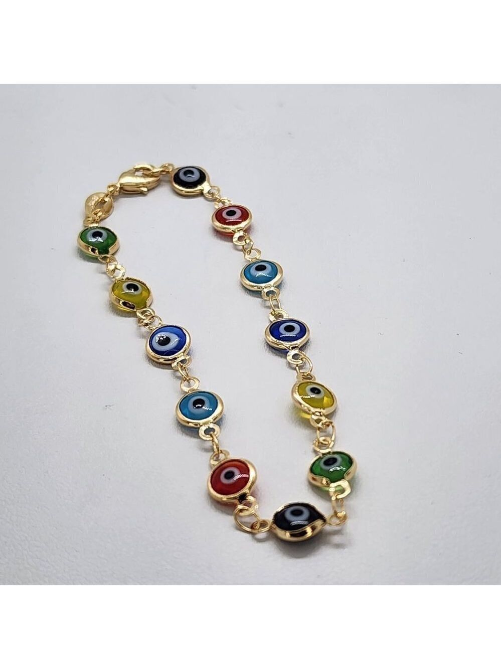 Brand New Brazilian 18k Gold Filled Multi Color Evil Eye Bracelet - Picture 4 of 5